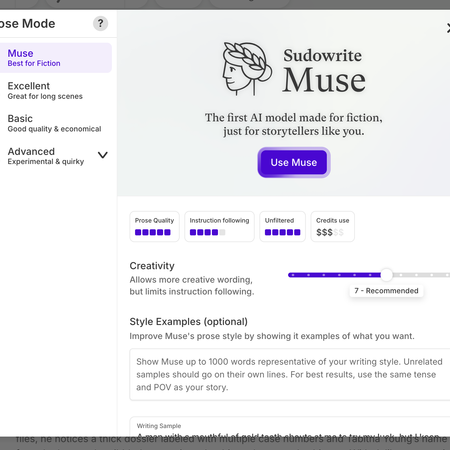 Image of: Sudowrite Muse: The First AI Writer Built Specifically for Fiction